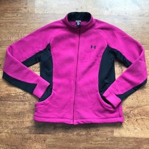 Under Armour pink & black fleece jacket Sz XL